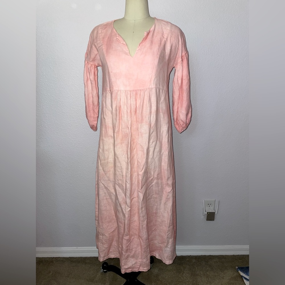 Beaumont Tie Dye Peach/White Dress